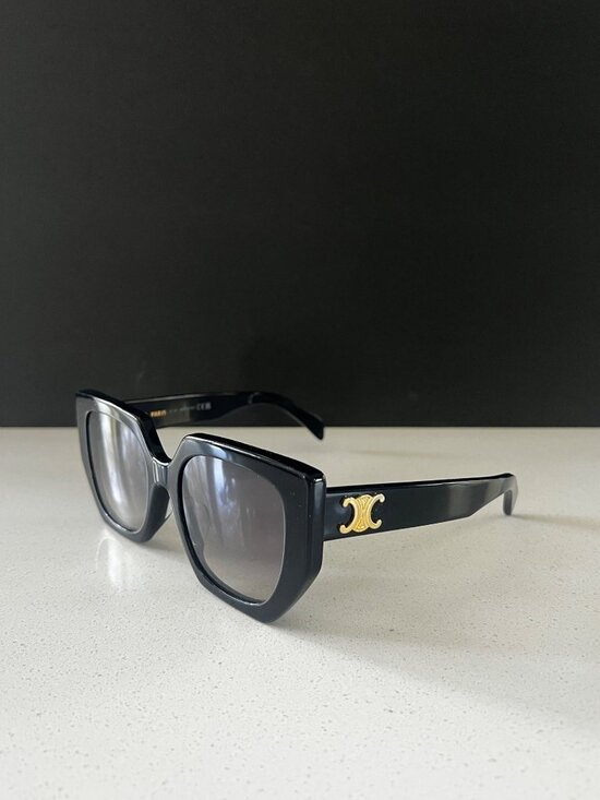 CELINE Triomphe 55MM Butterfly BLACK Sunglasses Gold logo
